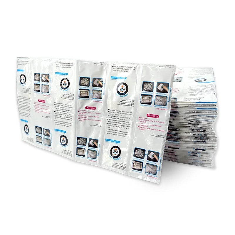 WORLD-BIO Shipping Cold Pack Ice Pack Sheets for Coolers Reusable, Dry Ice Packs Freezer Packs for Shipping Food, Flexible Ice Blankets Frozen Gel Packs Keep Food Fresh Beverage Cold, 13.3"x6.5"/Sheet 50 Sheets  - Image 4