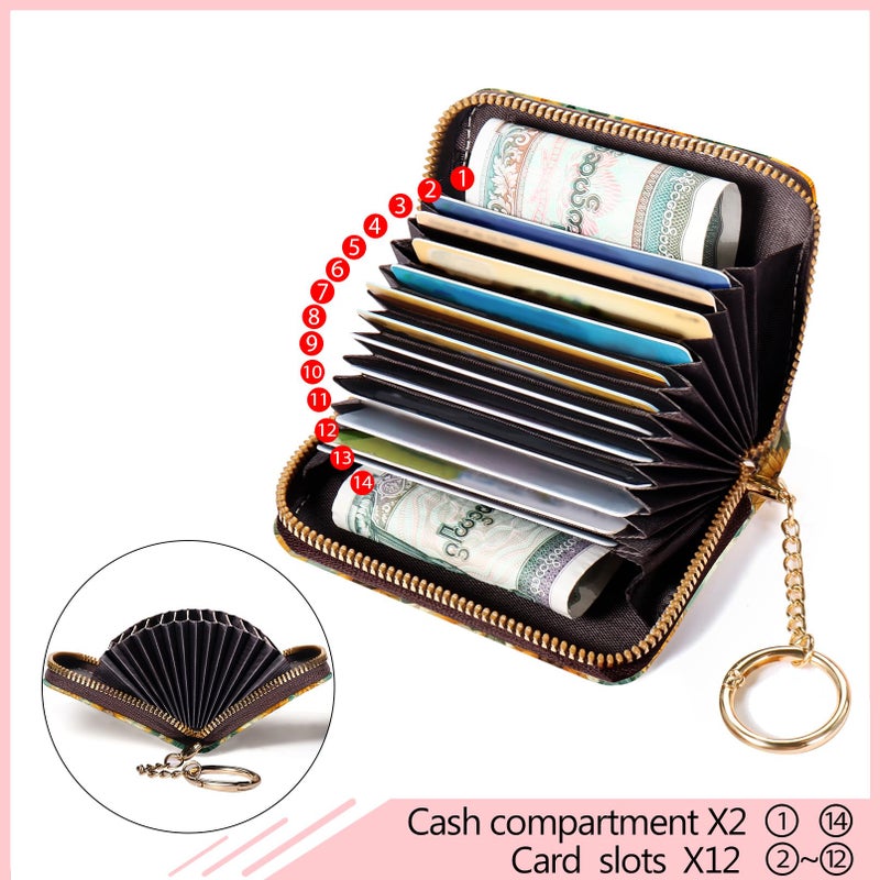 Blusabaca Highland Cow Cattle Modern Artwork Credit Card Holder for Women, Small RFID Blocking Wallet with Zipper, Card Keychain Wallet, PU Leather Wallet Card Case, Accordion Wallet Gift - Image 5