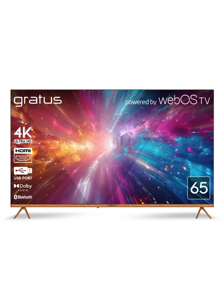 gratus تلفاز ذكي LED 65 بوصة بدقة 4K بدون حواف يعمل بنظام WebOS مع تقنية ThinQ AI - Image 1
