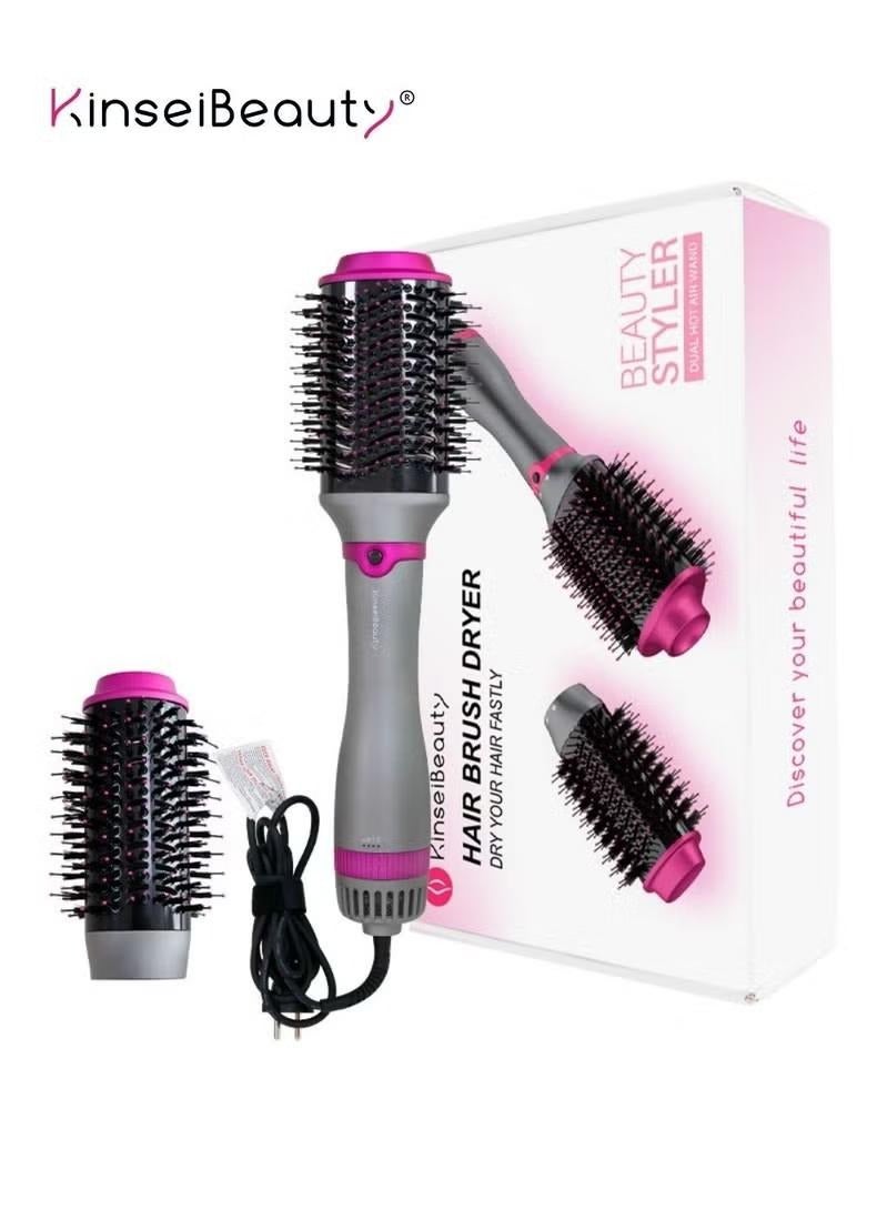 KinseiBeauty 4-In-1 Hot Air Brush, 1200W Electric Hair Dryer Brush with 2 Heads, Hair Styler and Volumizer  - Image 1