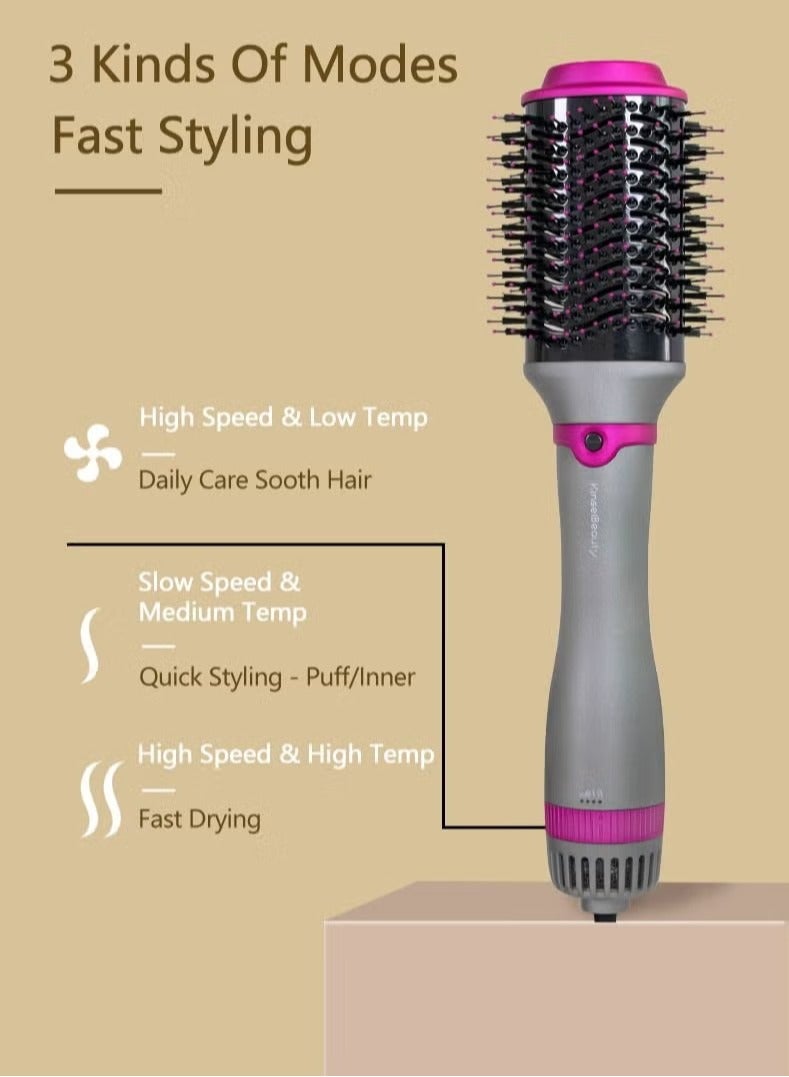 KinseiBeauty 4-In-1 Hot Air Brush, 1200W Electric Hair Dryer Brush with 2 Heads, Hair Styler and Volumizer  - Image 5