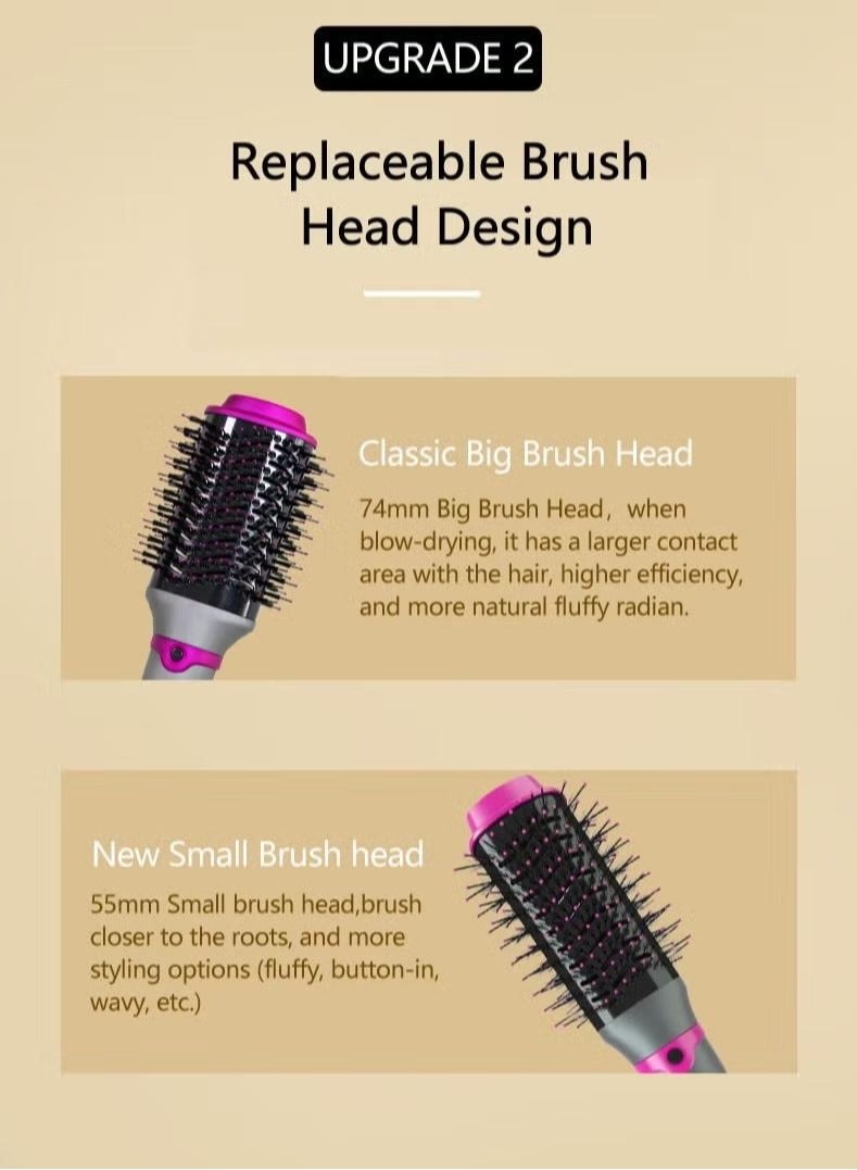 KinseiBeauty 4-In-1 Hot Air Brush, 1200W Electric Hair Dryer Brush with 2 Heads, Hair Styler and Volumizer  - Image 3