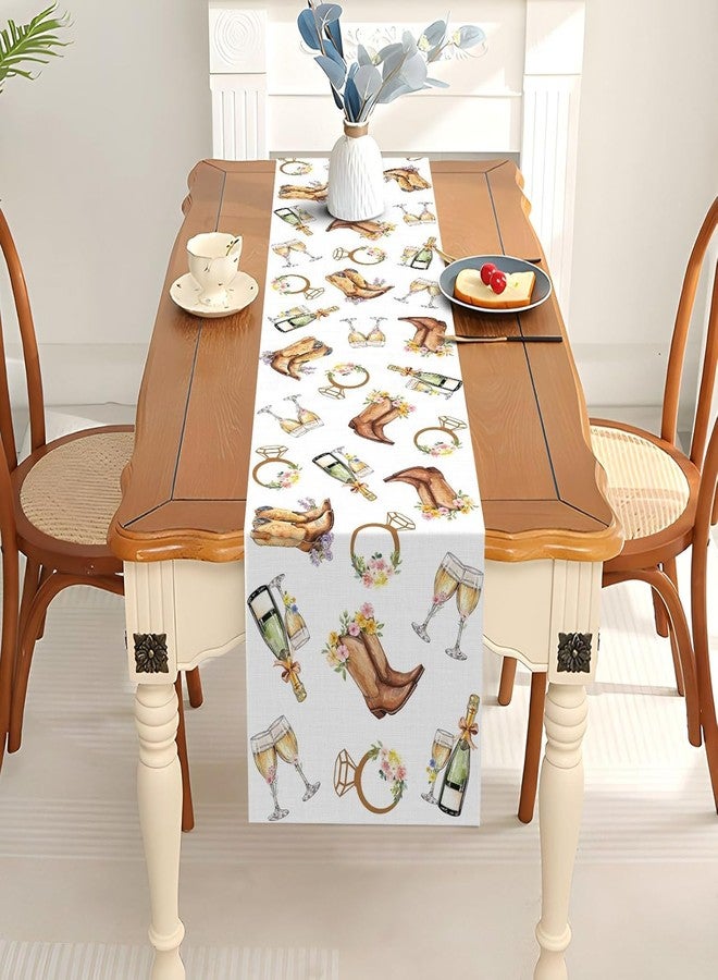 Pudodo Boots and Bubbly Bridal Shower Table Runner Champagne Themed Cowgirl Western Bachelorette Kitchen Dining Room Home Decor (13" x 108") - Image 4