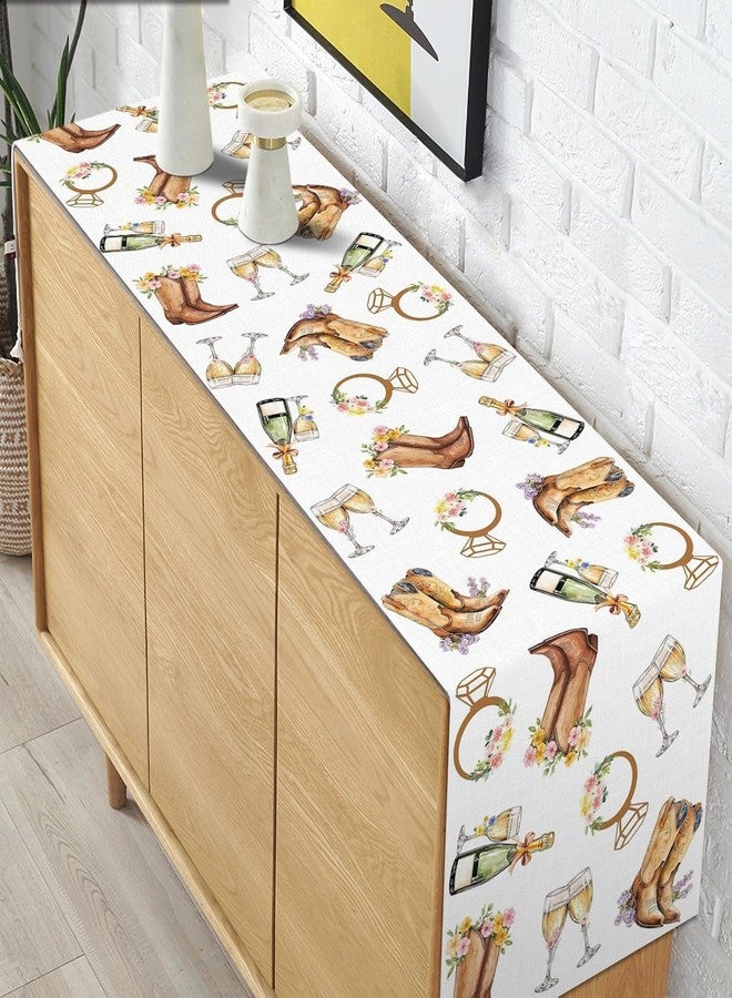 Pudodo Boots and Bubbly Bridal Shower Table Runner Champagne Themed Cowgirl Western Bachelorette Kitchen Dining Room Home Decor (13" x 108") - Image 5