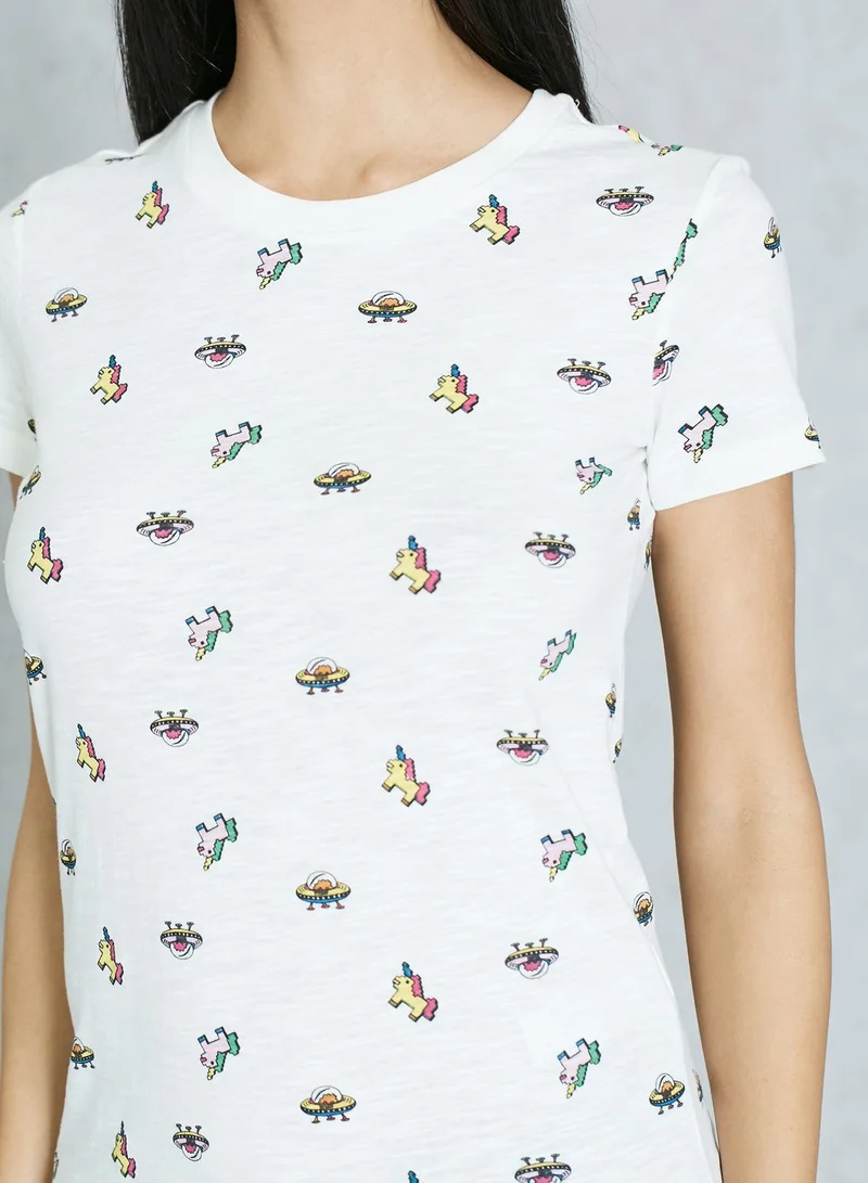 FOREVER 21 Spaceship Graphic T-Shirt