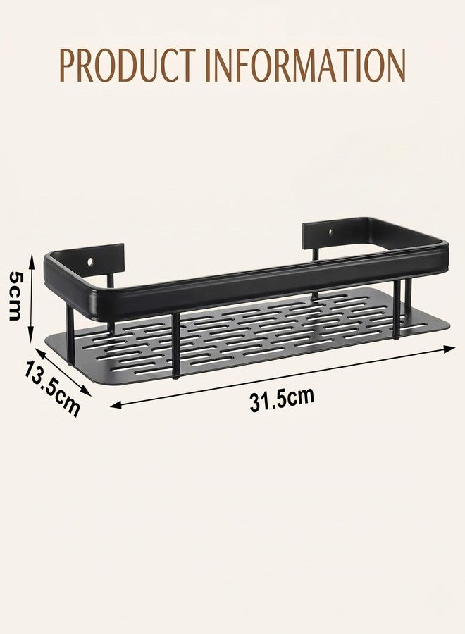 Shynora 2-Pack Multipurpose Bathroom Organiser Without Drill Shelf Rack Wall Mounted for Space Saving Bathroom Organizer Shelf, Punch Free/No-Drill Wall Shelves, Wall Stand (Black, Pack of 2) - Image 2
