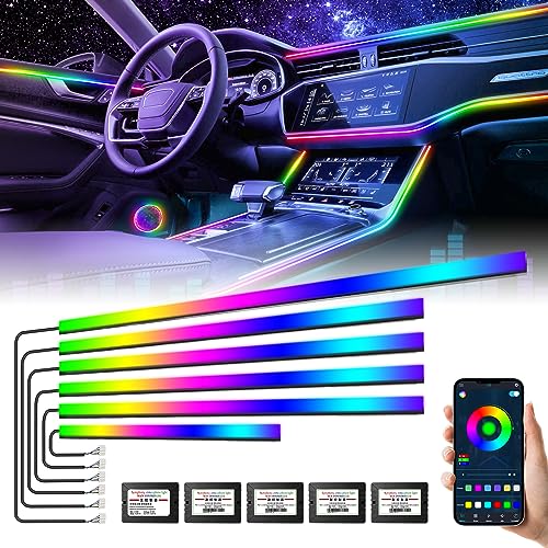 Amki Dreamcolor Acrylic Interior Car Lights AMKI Car LED Strip Light with Bluetooth APP Car Ambient Lighting Kit with RGB 6 in 1 and 175 inches 593 LEDs 16 Million Colors Sound Activated Car Neon Lights - Image 1