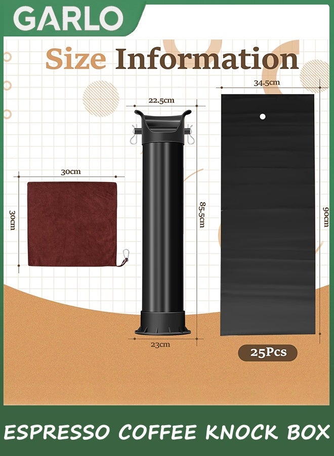 جارلو Espresso Coffee Knock Box للتخلص من أراضي القهوة, مجموعة طحن القهوة سلة النفايات مع أكياس القمامة, Knockbox التجاري لإعادة تدوير علبة القمامة, Barista الأساسية للمقاهي متجر مكتب المنزل - Image 2