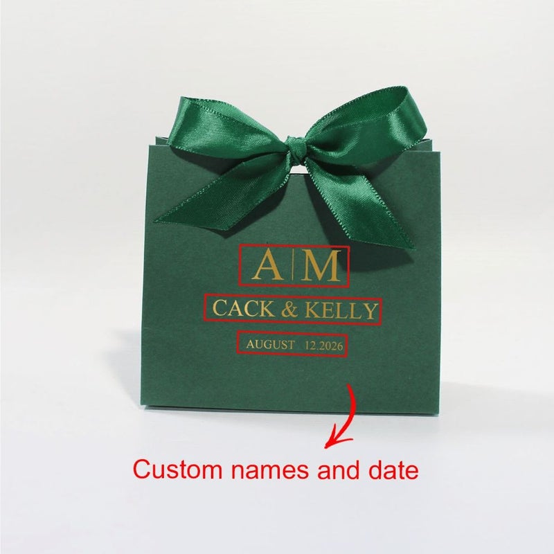 Personalized Wedding Favor Gift Boxes 10 Pack White Gold Ribbon - Image 4