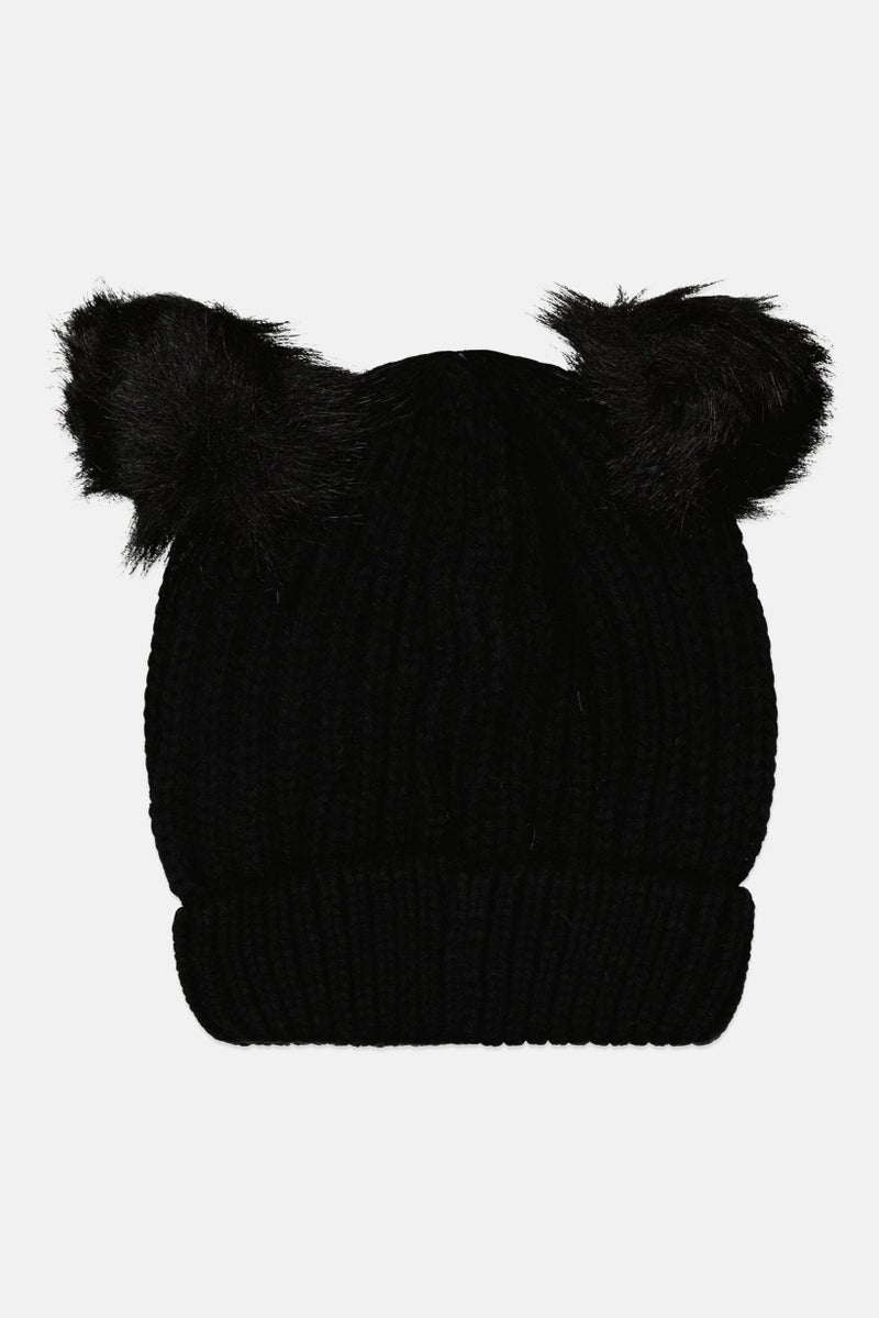 DOROTHY PERKINS Women Knitted Beanie Hat, Black - Image 1