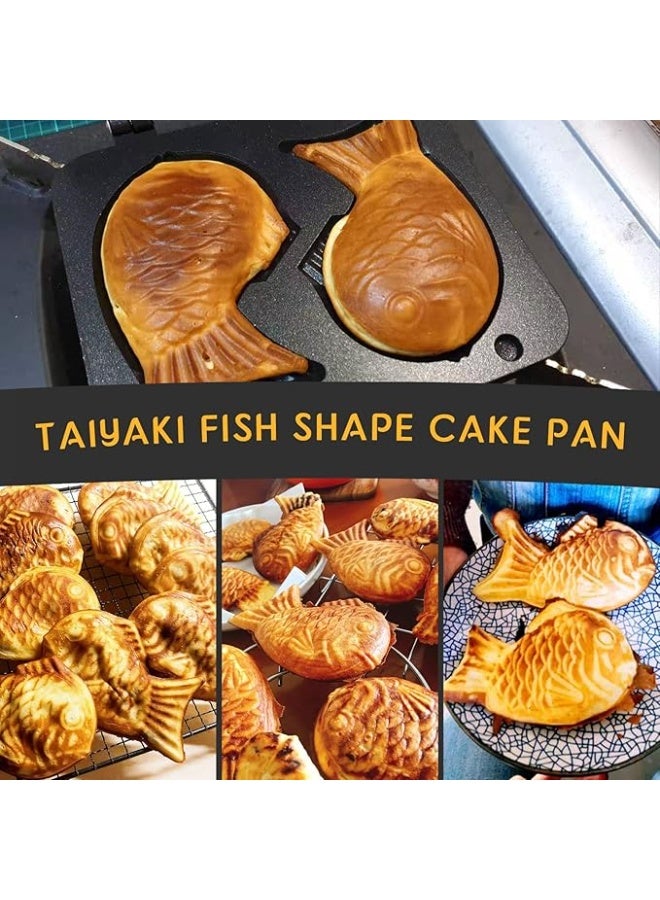 DUNISO Double Fish Shaped Waffle Maker，Non-stick Taiyaki Cake Pan Bread Waffle Maker with Streamlined Handle，Taiyaki Fish Shape Cake Pan Mold，for Home DIY Cooking - Image 3