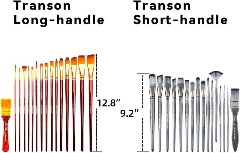 TRANSON 16pcs Professional Long Artist Paint Brush Set with Brush Case Assorted for Acrylic Watercolor Gouache Oil Tempera and Body Painting - Image 4