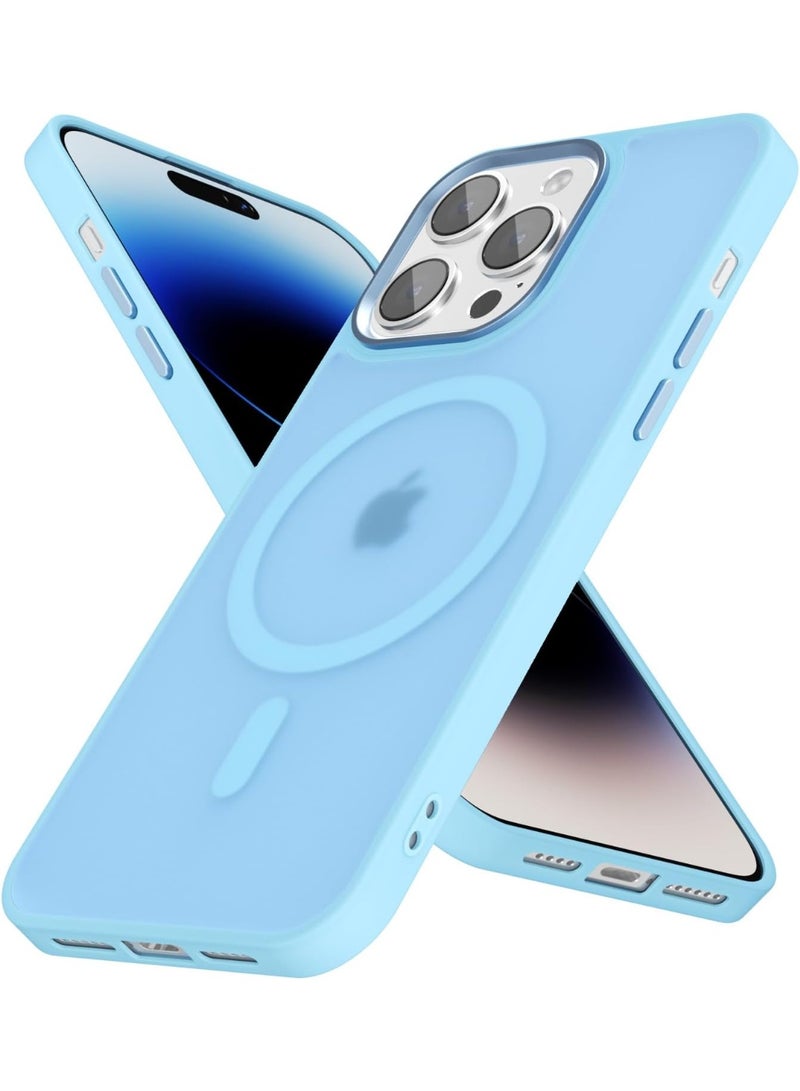 أكاليكس جراب مغناطيسي لهاتف آيفون 14 برو متوافق مع تقنية ماج سيف، غطاء خلفي شفاف غير لامع، نحيف ومقاوم للصدمات | أزرق سماوي - Image 1