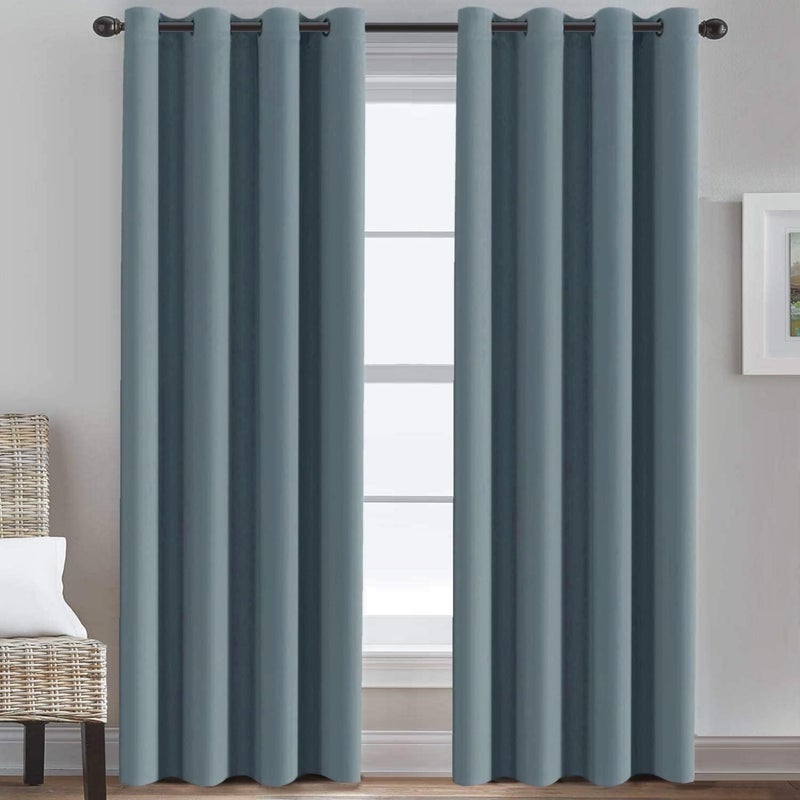 H.VERSAILTEX HVERSAILTEX Blackout Curtains for Bedroom 84 Inches Thermal Insulated Room Darkening Curtains for Living Room Energy Saving Curtains for Patio Door  Grommet Top Stone Blue 1 Panel 52W x 84L - Image 1
