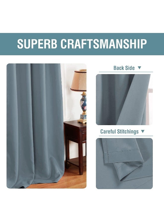 H.VERSAILTEX HVERSAILTEX Blackout Curtains for Bedroom 84 Inches Thermal Insulated Room Darkening Curtains for Living Room Energy Saving Curtains for Patio Door  Grommet Top Stone Blue 1 Panel 52W x 84L - Image 3