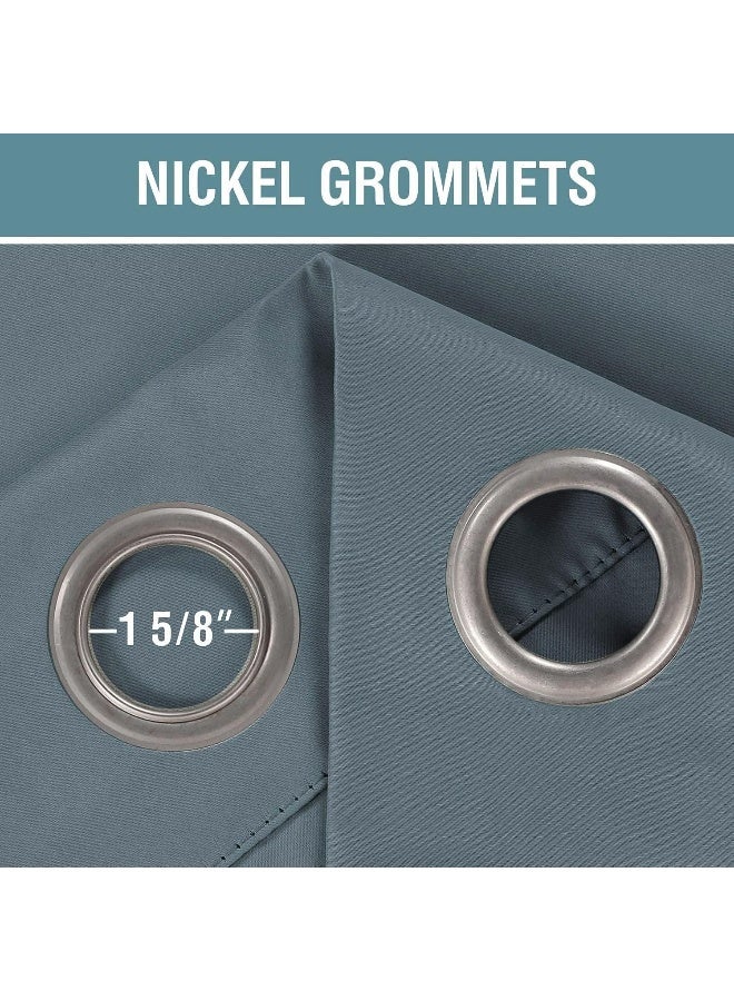 H.VERSAILTEX HVERSAILTEX Blackout Curtains for Bedroom 84 Inches Thermal Insulated Room Darkening Curtains for Living Room Energy Saving Curtains for Patio Door  Grommet Top Stone Blue 1 Panel 52W x 84L - Image 2