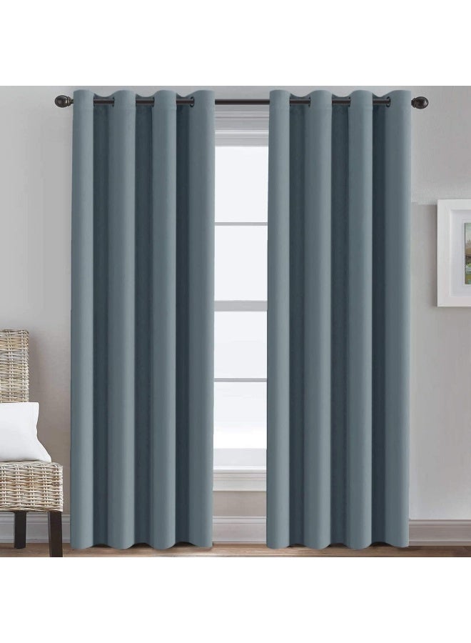 H.VERSAILTEX HVERSAILTEX Blackout Curtains for Bedroom 84 Inches Thermal Insulated Room Darkening Curtains for Living Room Energy Saving Curtains for Patio Door  Grommet Top Stone Blue 1 Panel 52W x 84L - Image 5