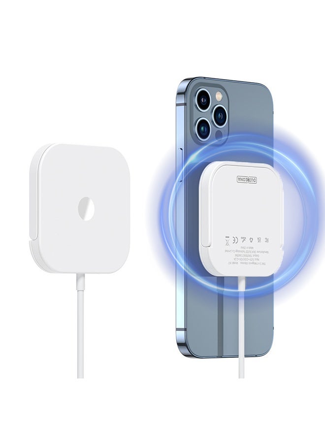 DUZZONA 15 Watt 3-in-1 MagSafe Wireless Charger With Charging Stand ，iPhone Magnetic Charger ，Compatible With iPhone 16 /15 /14 /13 Series, Apple Watch, Airpods 3 & Airpods pro- white  - Image 1