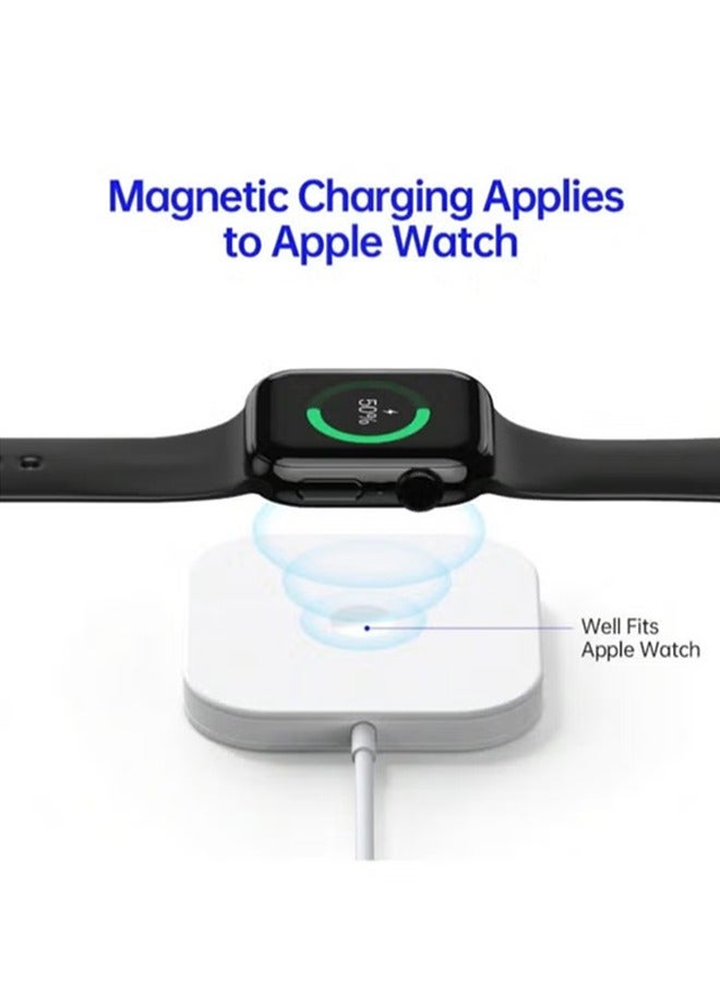 DUZZONA 15 Watt 3-in-1 MagSafe Wireless Charger With Charging Stand ，iPhone Magnetic Charger ，Compatible With iPhone 16 /15 /14 /13 Series, Apple Watch, Airpods 3 & Airpods pro- white  - Image 5