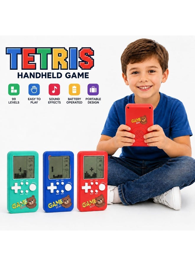 TETRIS Mini Handheld Tetris Game Console for Kids, Classic Brick Game Toy, Portable Retro Gaming Device with LCD Screen, Red Blue Green Colors, Fun Educational Toy Gift for Boys & Girls - Image 2