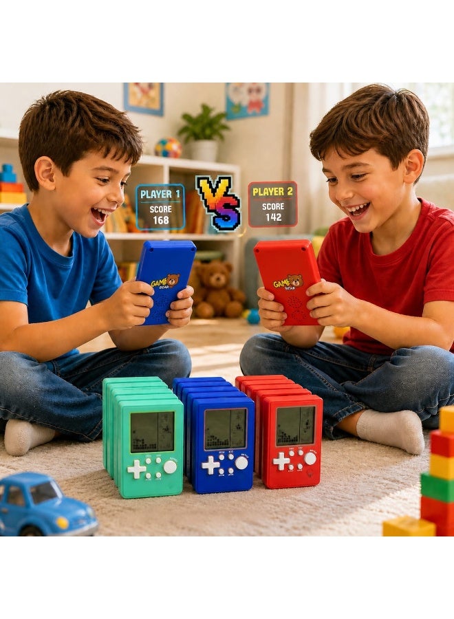 TETRIS Mini Handheld Tetris Game Console for Kids, Classic Brick Game Toy, Portable Retro Gaming Device with LCD Screen, Red Blue Green Colors, Fun Educational Toy Gift for Boys & Girls - Image 3