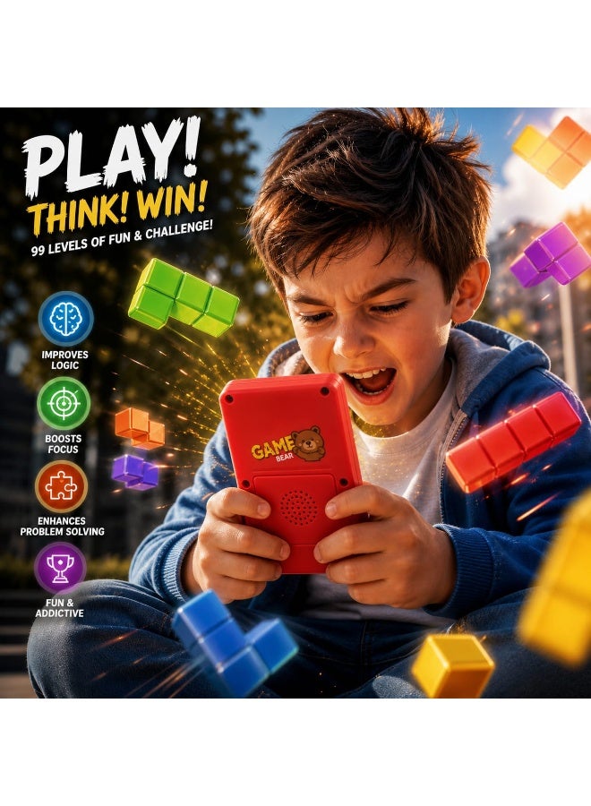 TETRIS Mini Handheld Tetris Game Console for Kids, Classic Brick Game Toy, Portable Retro Gaming Device with LCD Screen, Red Blue Green Colors, Fun Educational Toy Gift for Boys & Girls - Image 4