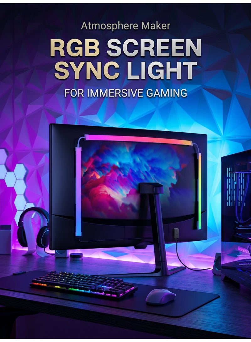 ياكيتر إضاءة خلفية RGB لشاشة 27 بوصة، شريط LED بمزامنة الشاشة، إضاءة USB تتفاعل مع الموسيقى لإعدادات الكمبيوتر - Image 1