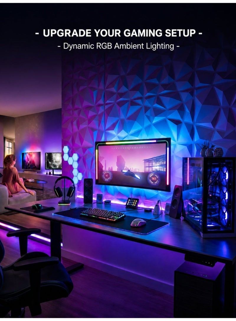 ياكيتر إضاءة خلفية RGB لشاشة 27 بوصة، شريط LED بمزامنة الشاشة، إضاءة USB تتفاعل مع الموسيقى لإعدادات الكمبيوتر - Image 3