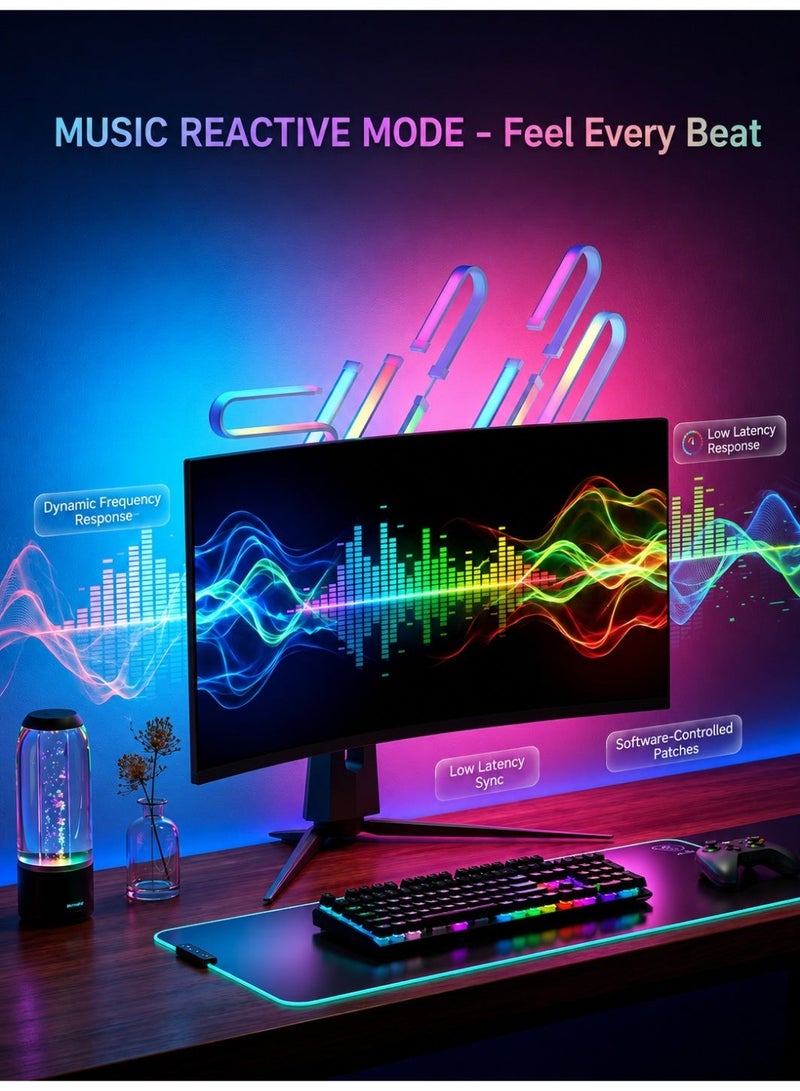 ياكيتر إضاءة خلفية RGB لشاشة 27 بوصة، شريط LED بمزامنة الشاشة، إضاءة USB تتفاعل مع الموسيقى لإعدادات الكمبيوتر - Image 4