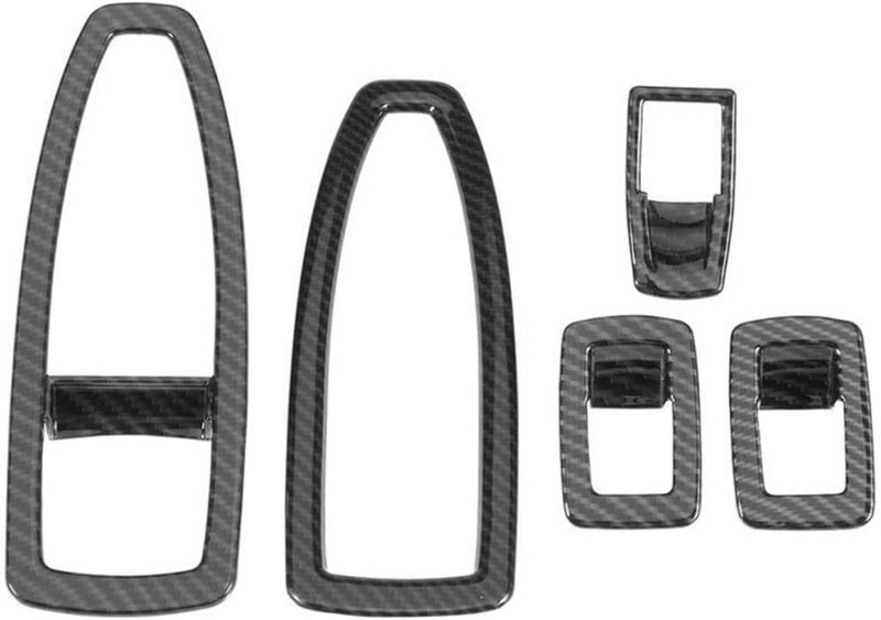 Wivplex 5pcs Carbon Fiber Car Window Lift Button Frame Cover Set - Image 1