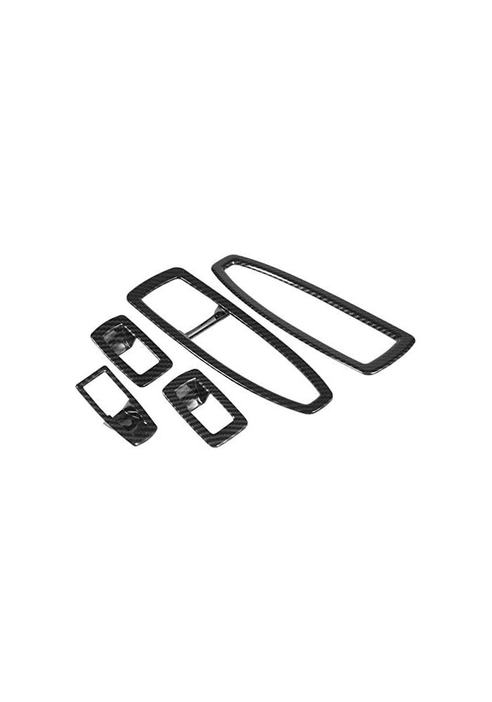 Wivplex 5pcs Carbon Fiber Car Window Lift Button Frame Cover Set - Image 3