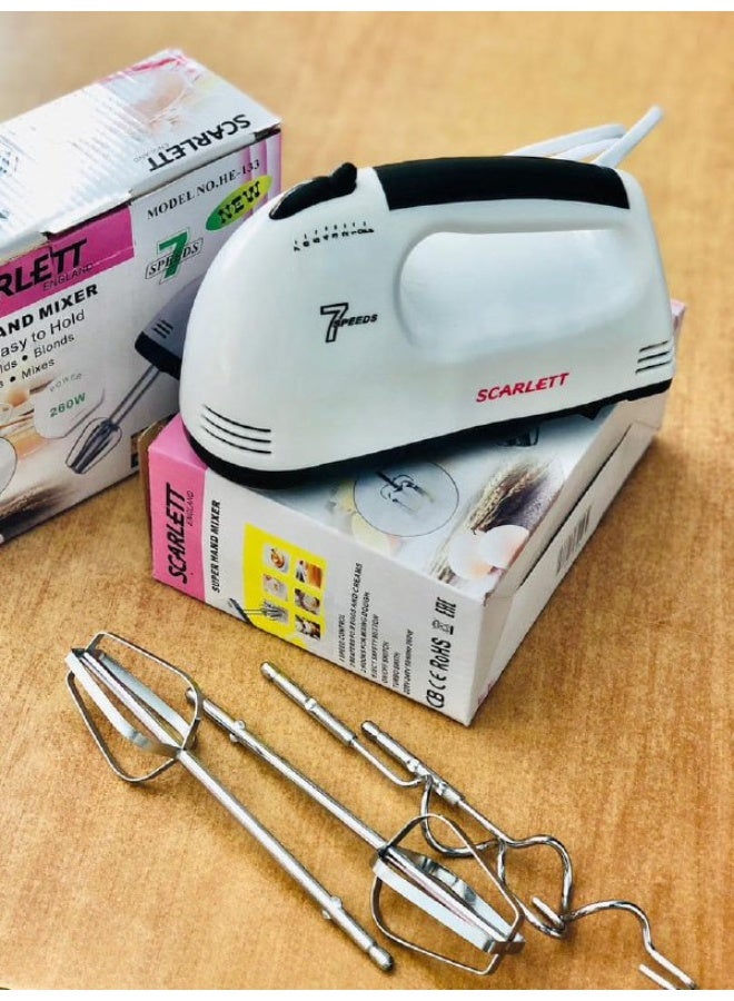 Electric Hand Mixer with Dough & Whisk Attachments – 4 Beaters  - Image 1