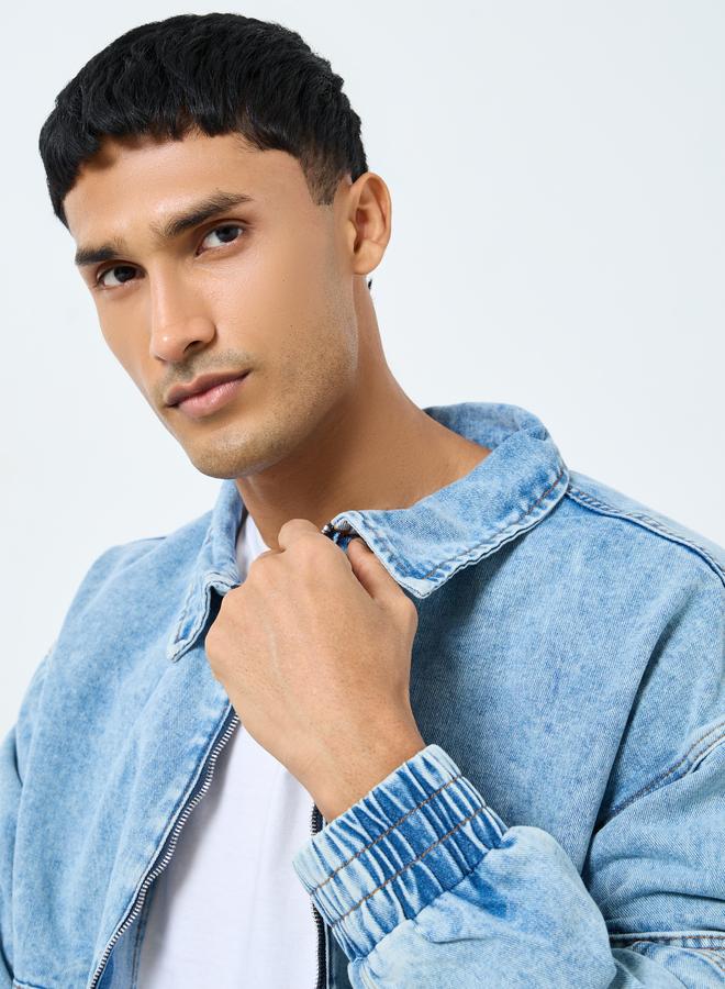 ستايلي جاكين دنيم بتفاصيل مشطوفة - Image 4