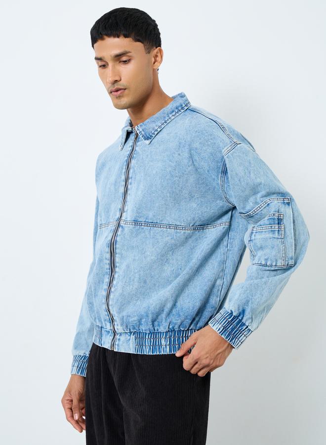 ستايلي جاكين دنيم بتفاصيل مشطوفة - Image 3