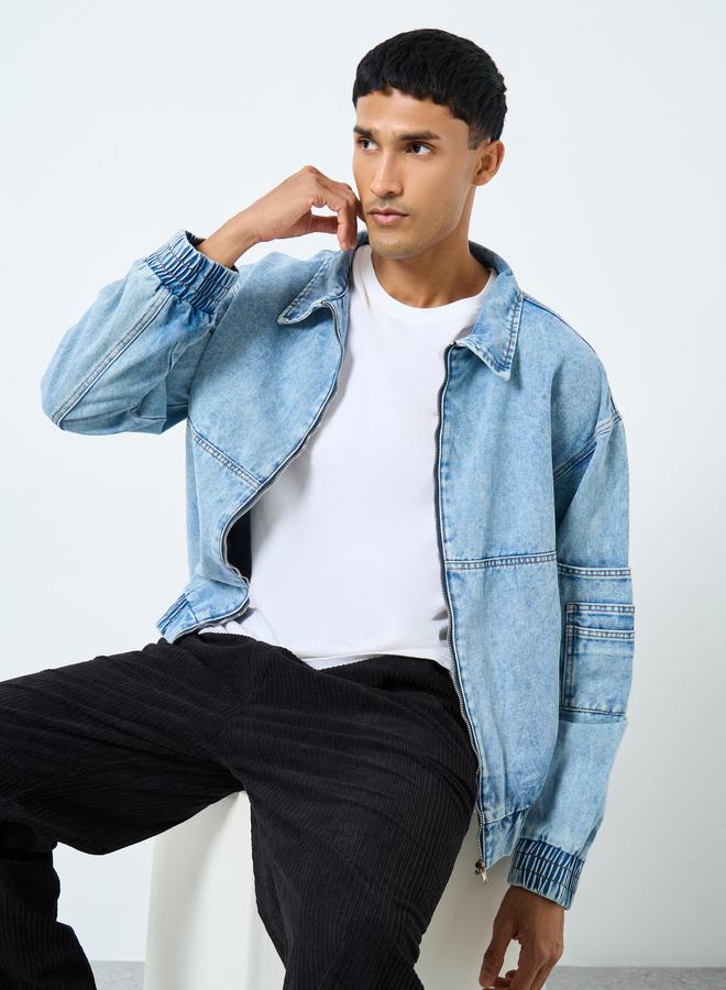 ستايلي جاكين دنيم بتفاصيل مشطوفة - Image 1