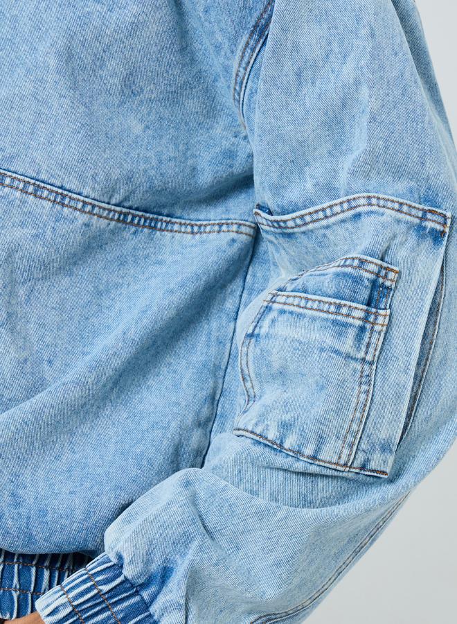 ستايلي جاكين دنيم بتفاصيل مشطوفة - Image 5