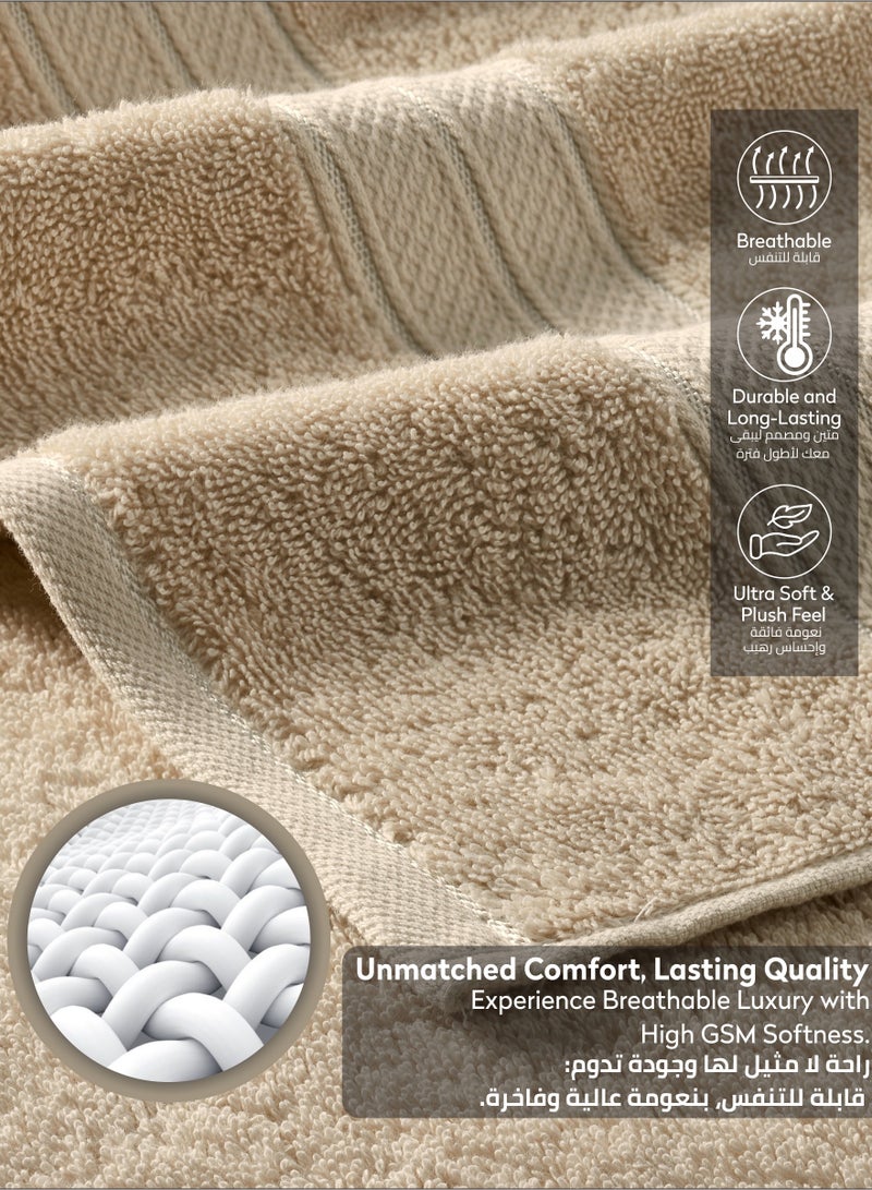 Donetella Premium 100 % Combed Cotton 2-Pcs Bath Towel Set (70 X 140 CM) 600 GSM Large Towel, Highly Absorbent, Quick Dry,Best Towel for Bathroom, Spa And Hotel,Beige  - Image 5