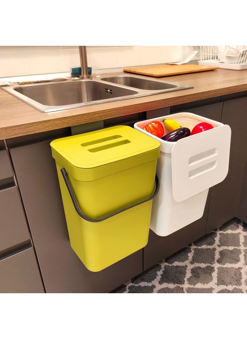 stonespace stonespace Small Trash Can with LidMountable Indoor Compost Bucket Hanging Trash Can with Lid for CupboardBathroomBedroomOfficeCamping 32 Gallon12L Green 