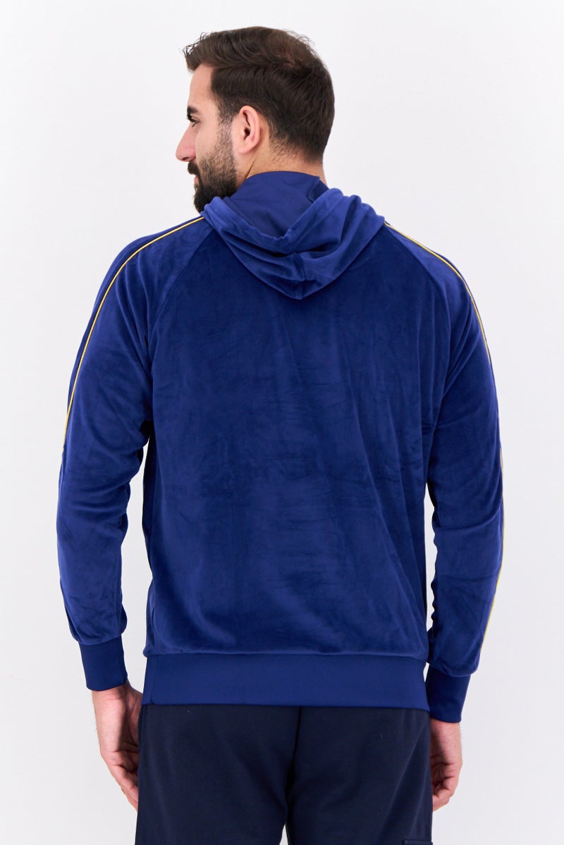 KANGOL Men Hooded Embroidered Logo Long Sleeves Sweatshirt, Beacon Blue - Image 3