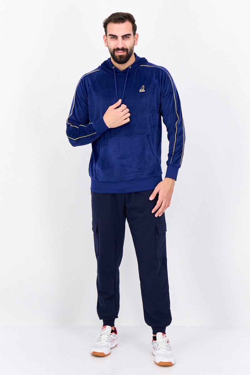 KANGOL Men Hooded Embroidered Logo Long Sleeves Sweatshirt, Beacon Blue - Image 4