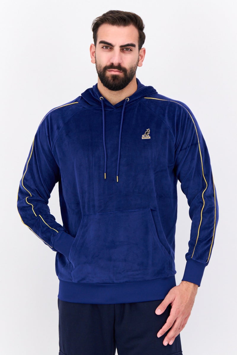 KANGOL Men Hooded Embroidered Logo Long Sleeves Sweatshirt, Beacon Blue - Image 1
