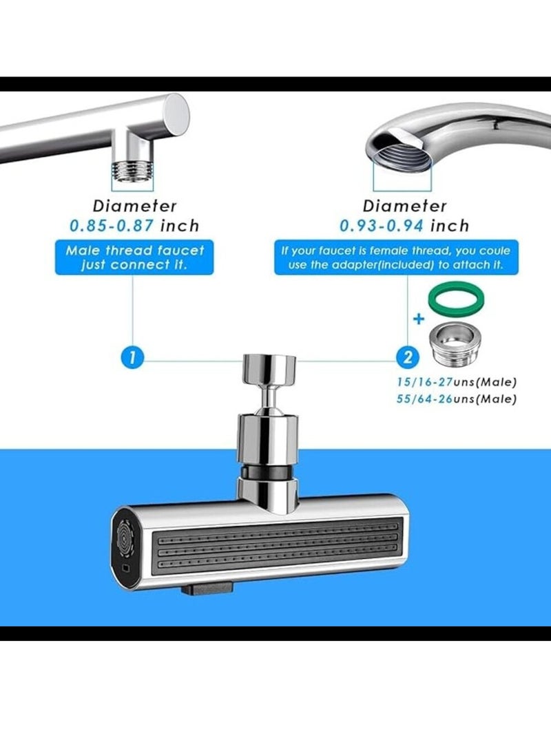 3 in 1 Multi-Function Waterfall Kitchen Faucet - 360 Degree Swivel Sink Faucet Sprayer Diverter Anti-splash, Pull Out Sprayer, Universal Faucet Extender for Kitchen and Bathroom Sinks - Image 2