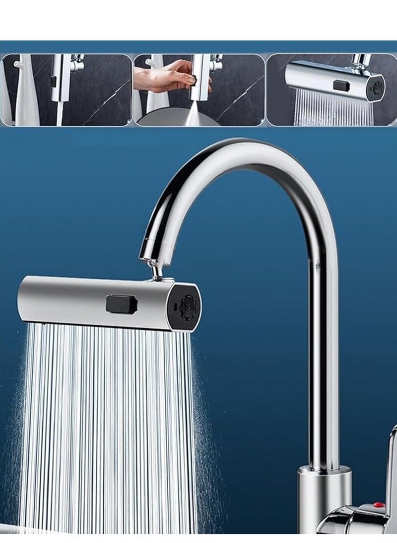 3 in 1 Multi-Function Waterfall Kitchen Faucet - 360 Degree Swivel Sink Faucet Sprayer Diverter Anti-splash, Pull Out Sprayer, Universal Faucet Extender for Kitchen and Bathroom Sinks - Image 3