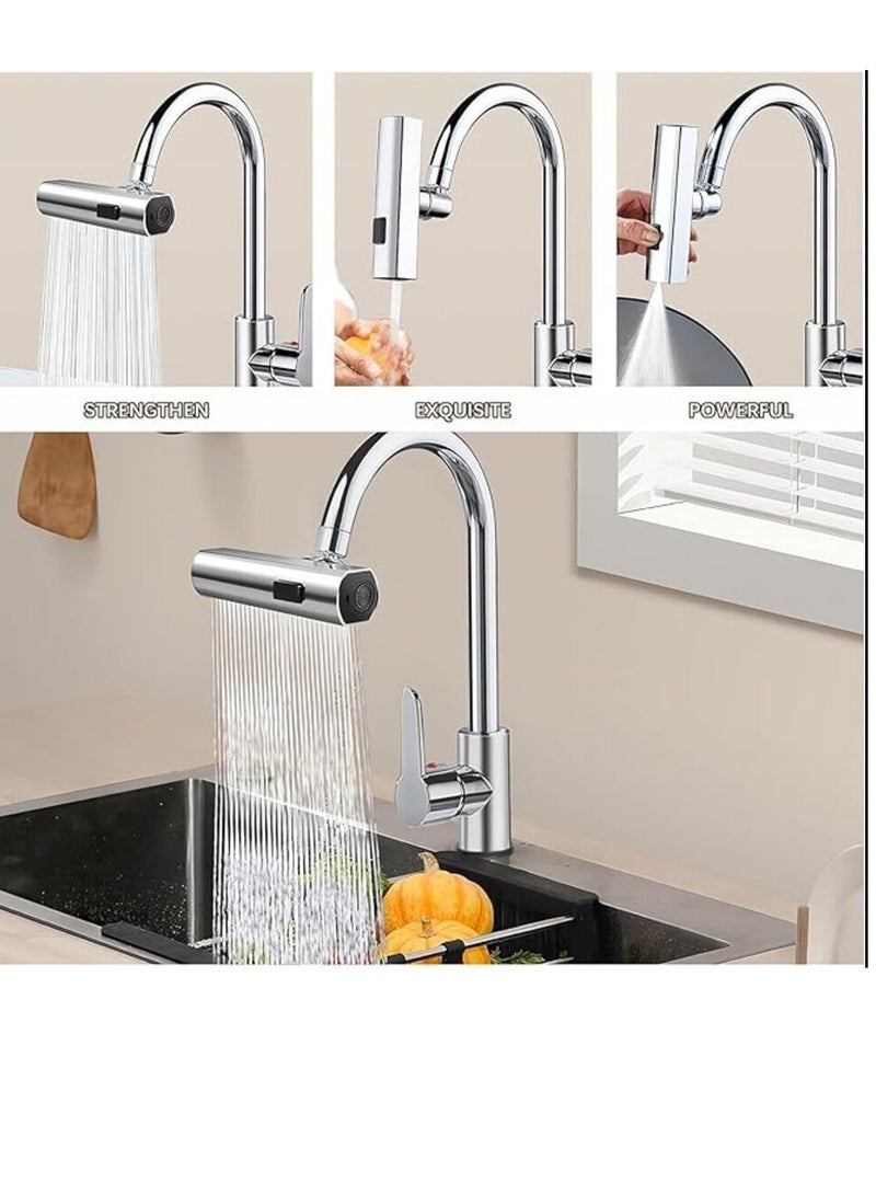 3 in 1 Multi-Function Waterfall Kitchen Faucet - 360 Degree Swivel Sink Faucet Sprayer Diverter Anti-splash, Pull Out Sprayer, Universal Faucet Extender for Kitchen and Bathroom Sinks - Image 4