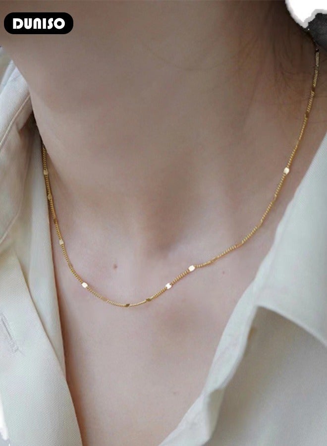 DUNISO Necklace For Women and Girls,925 Sterling Silver Electroplating 14K Gold Pendant Necklace,Trendy Fashion Accessories with a Unique Minimalist Vibe Fashion Jewelry Dress Accessories, for Women Girls Birthday Anniversary Jewelry Gift - Image 2