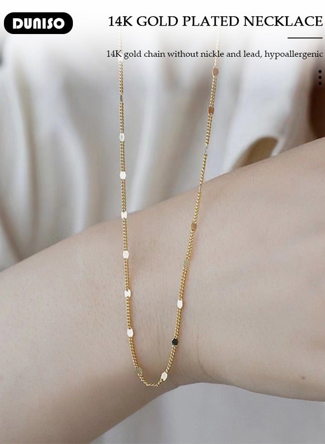 DUNISO Necklace For Women and Girls,925 Sterling Silver Electroplating 14K Gold Pendant Necklace,Trendy Fashion Accessories with a Unique Minimalist Vibe Fashion Jewelry Dress Accessories, for Women Girls Birthday Anniversary Jewelry Gift - Image 3