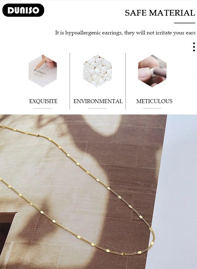 DUNISO Necklace For Women and Girls,925 Sterling Silver Electroplating 14K Gold Pendant Necklace,Trendy Fashion Accessories with a Unique Minimalist Vibe Fashion Jewelry Dress Accessories, for Women Girls Birthday Anniversary Jewelry Gift - Image 4