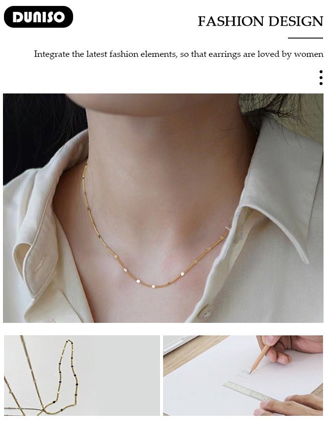 DUNISO Necklace For Women and Girls,925 Sterling Silver Electroplating 14K Gold Pendant Necklace,Trendy Fashion Accessories with a Unique Minimalist Vibe Fashion Jewelry Dress Accessories, for Women Girls Birthday Anniversary Jewelry Gift - Image 5