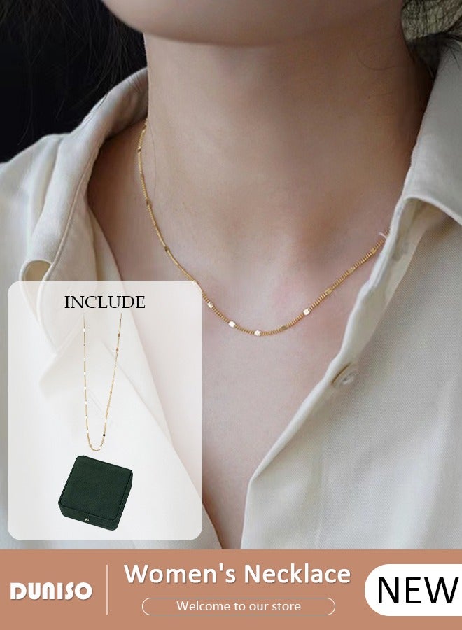 DUNISO Necklace For Women and Girls,925 Sterling Silver Electroplating 14K Gold Pendant Necklace,Trendy Fashion Accessories with a Unique Minimalist Vibe Fashion Jewelry Dress Accessories, for Women Girls Birthday Anniversary Jewelry Gift - Image 1