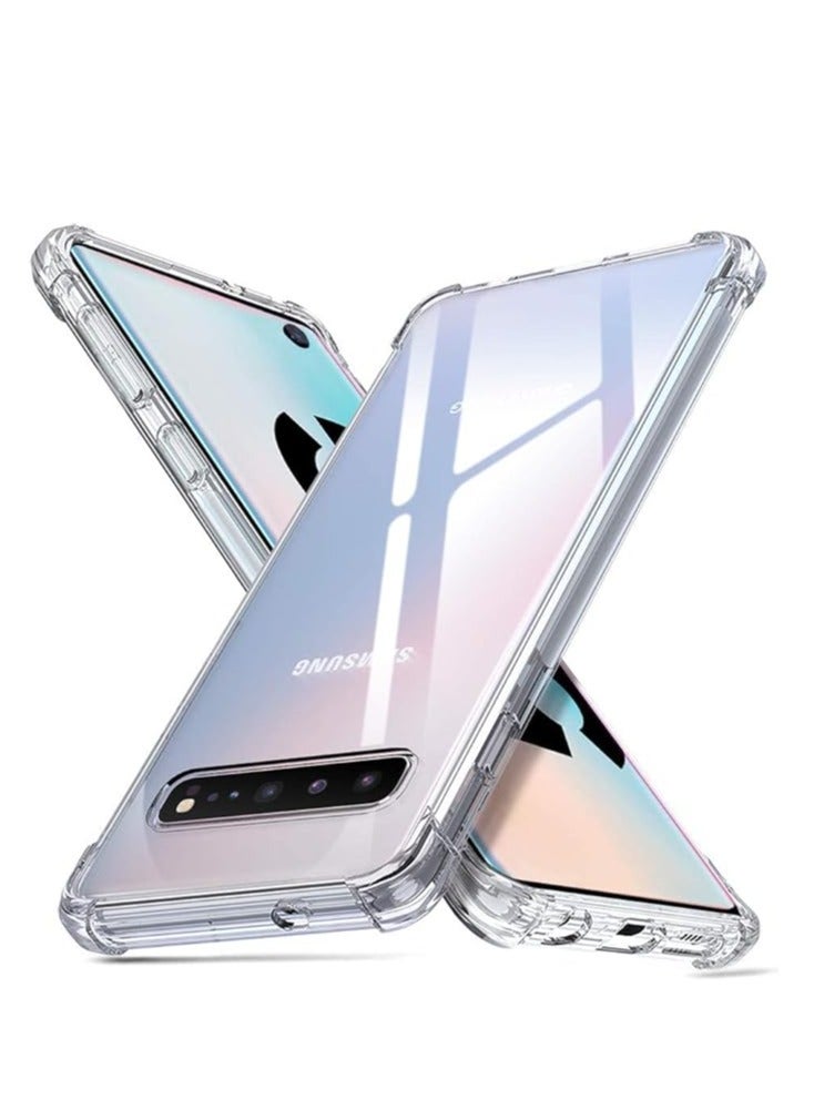 غطاء حماية لهاتف سامسونج جالاكسي S10 5G من السيليكون الناعم مصنوع من مادة TPU وغطاء واقي خفيف الوزن للصدمات مع حماية للكاميرا مصمم لهاتف سامسونج جالاكسي S10 5G شفاف - Image 1